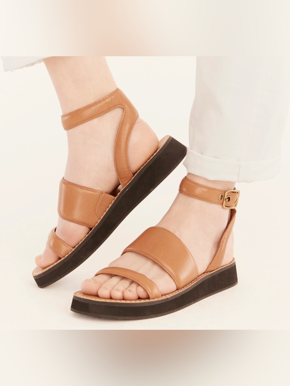 J Crew Mallorca platform double-strap sandals in leather